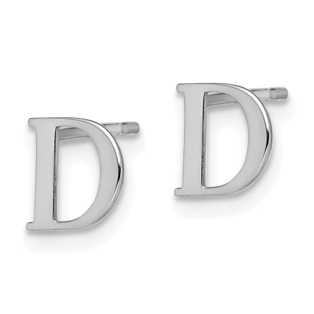 Sterling Silver Rhodium-plated Letter D Initial Post Earrings