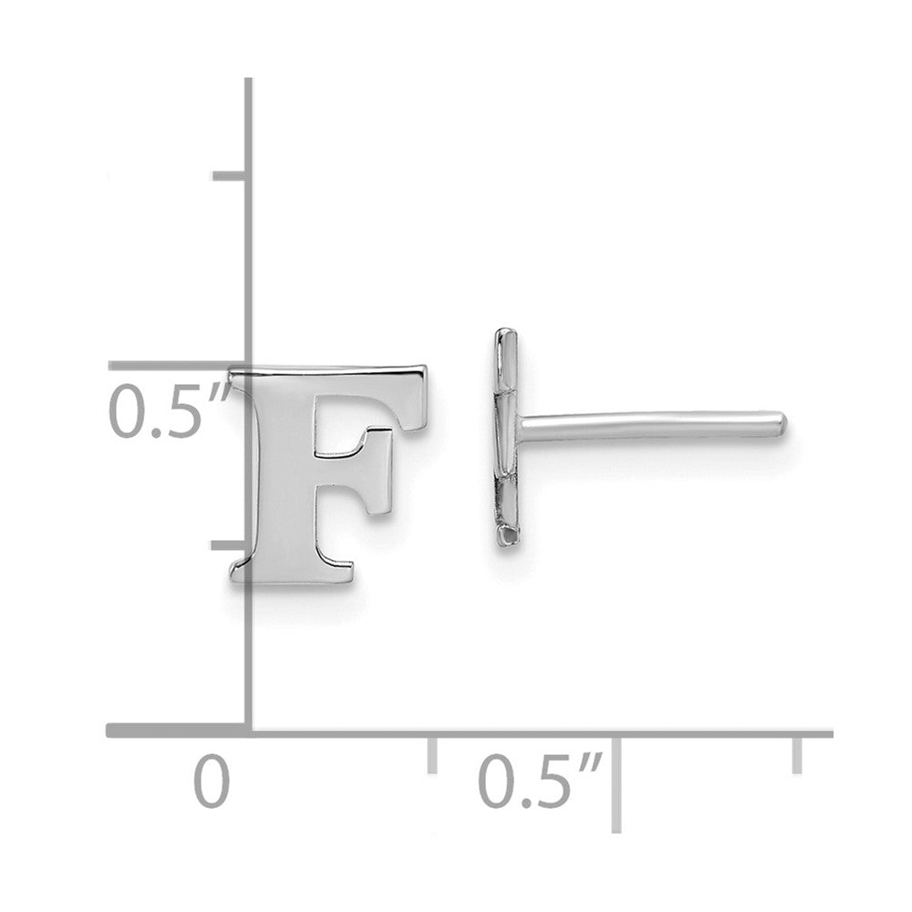 Sterling Silver Rhodium-plated Letter F Initial Post Earrings