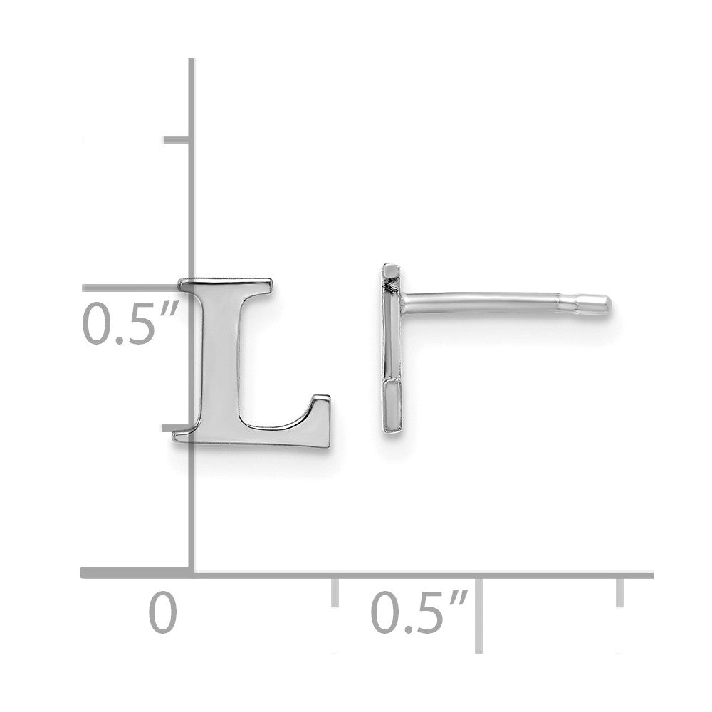 Sterling Silver Rhodium-plated Letter L Initial Post Earrings