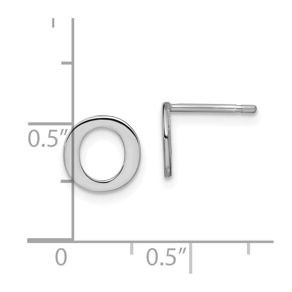 Sterling Silver Rhodium-plated Letter O Initial Post Earrings