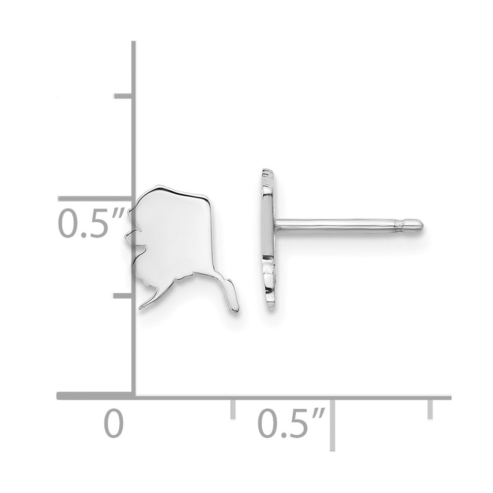 Sterling Silver/Rhodium-plated Alaska State Earrings