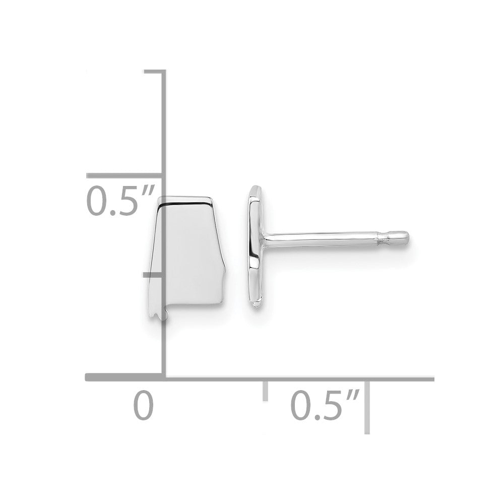 Sterling Silver/Rhodium-plated Alabama State Earrings