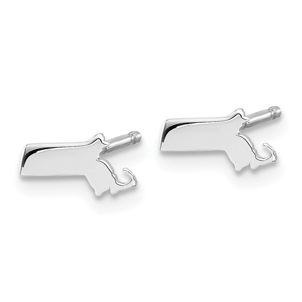 Sterling Silver/Rhodium-plated Massachusetts State Earrings