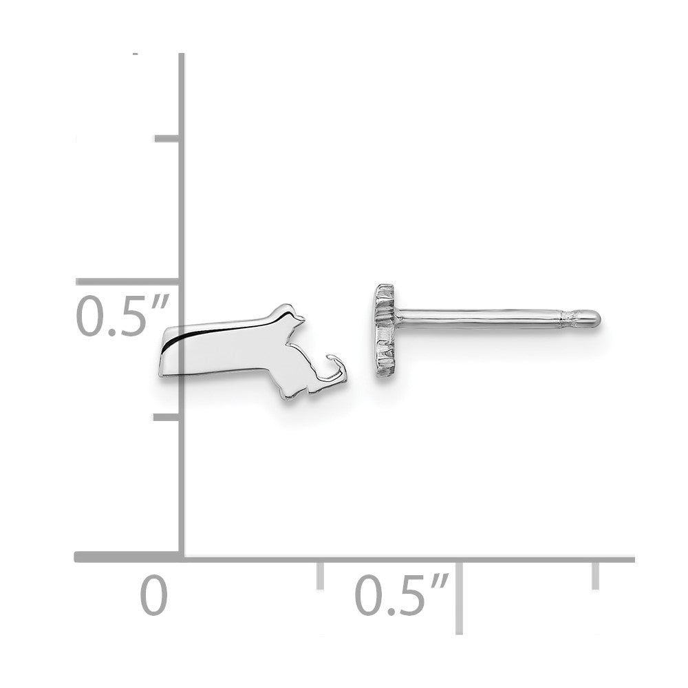 Sterling Silver/Rhodium-plated Massachusetts State Earrings