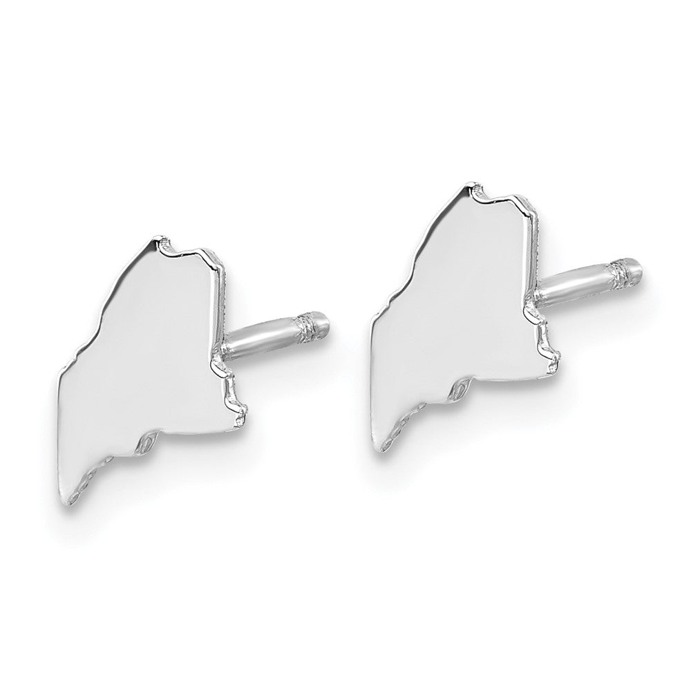 Sterling Silver/Rhodium-plated Maine State Earrings