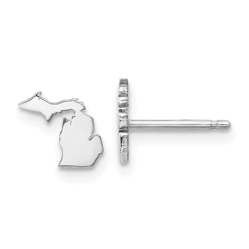 Sterling Silver/Rhodium-plated Michigan State Earrings