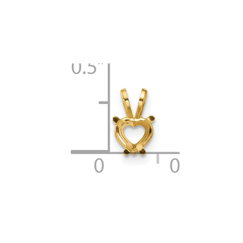 14k 5mm Heart Stone Pendant Mounting