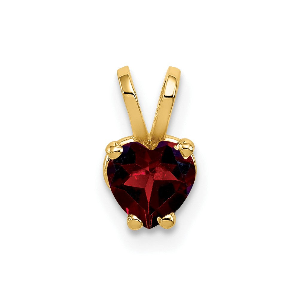 Polished;14k Yellow gold;Garnet;Heart