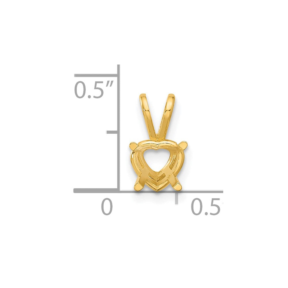 14k 6mm Heart Stone Pendant Mounting
