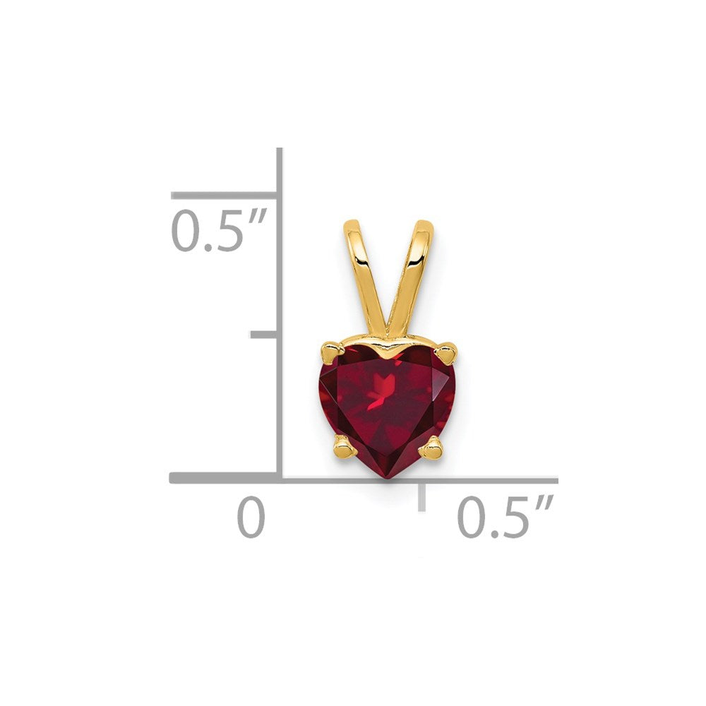 14k 6mm Heart Lab Created Ruby Pendant