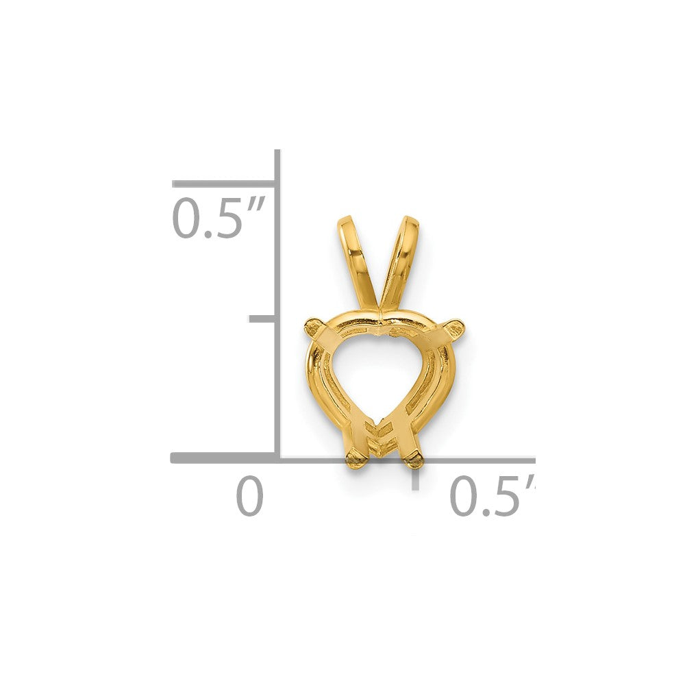 14k 7mm Heart Stone Pendant Mounting