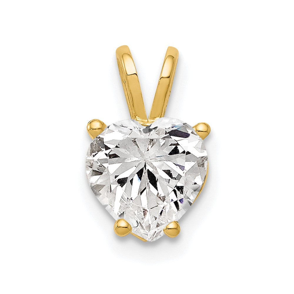 Casted;Polished;14k Yellow gold;CZ;Heart