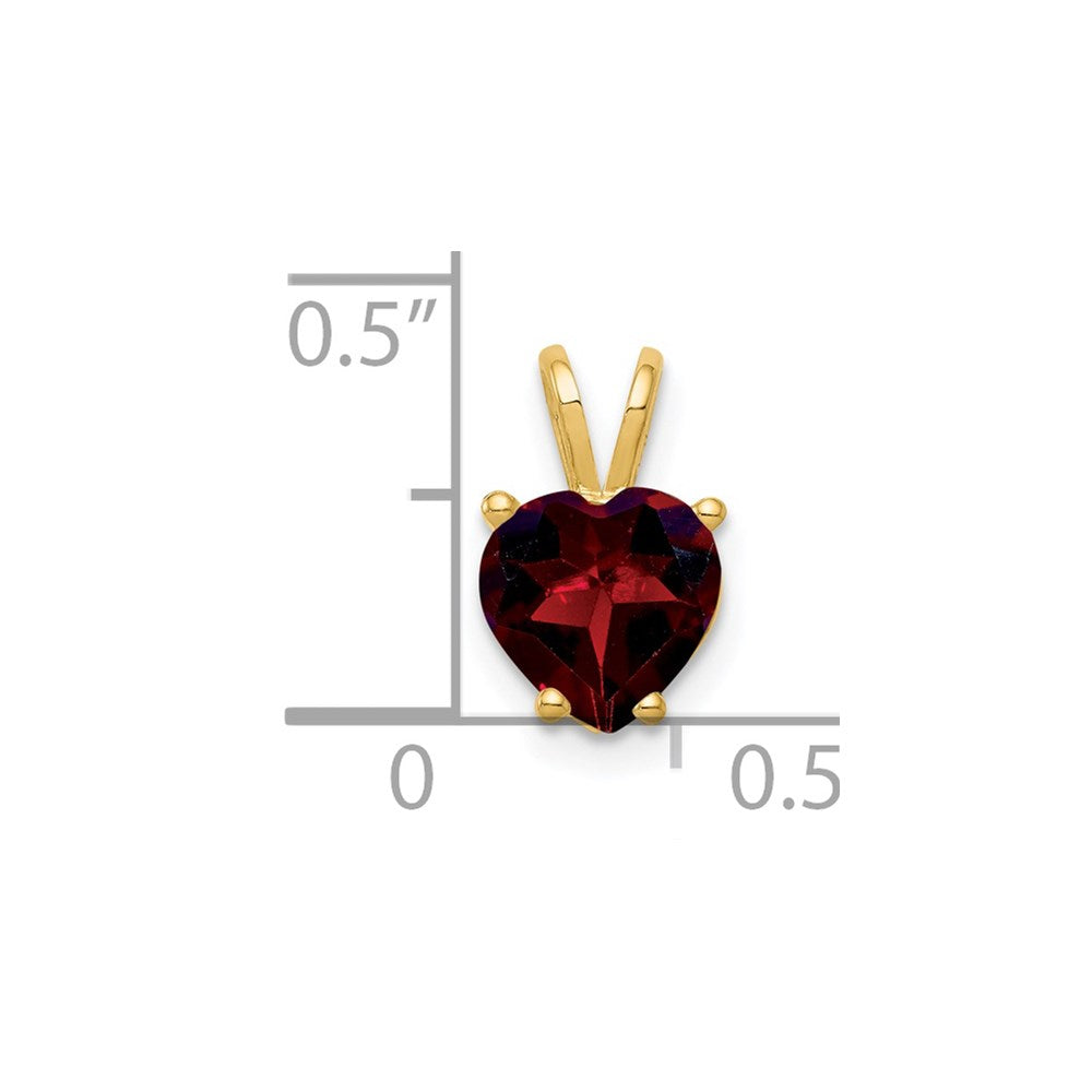 14k 7mm Heart Garnet Pendant