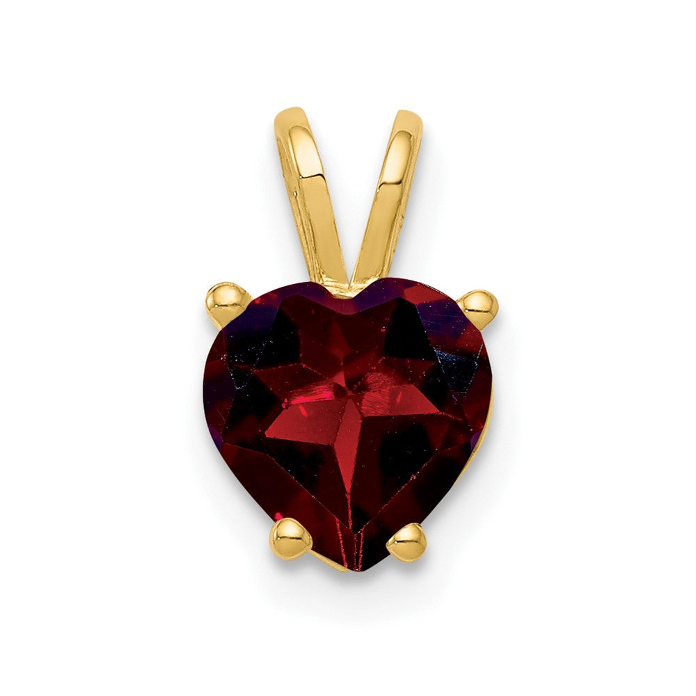 Polished;14k Yellow gold;Garnet;Heart