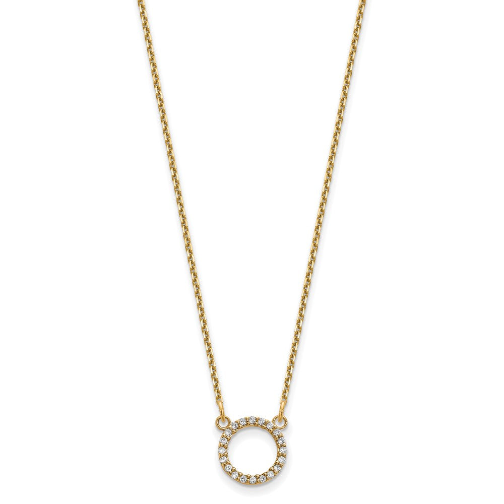 14k Polished 1/15 carat A Diamond Open Circle 18 inch Necklace