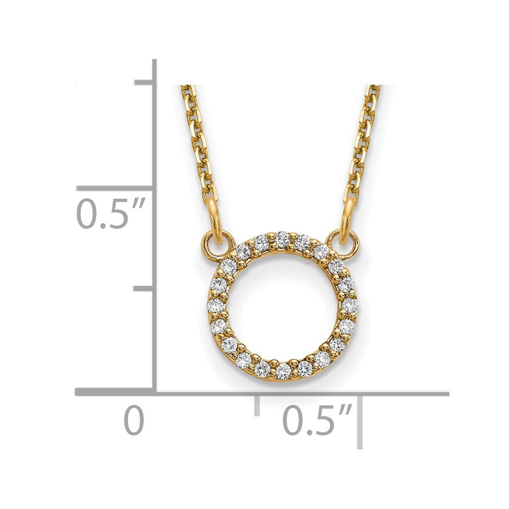14k Polished 1/15 carat A Diamond Open Circle 18 inch Necklace