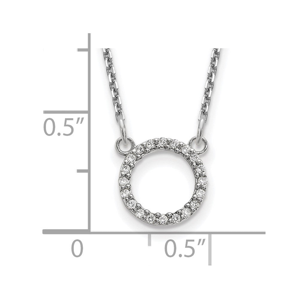 14k White Gold Polished 1/15 carat AAA Diamond Open Circle 18 inch Necklace