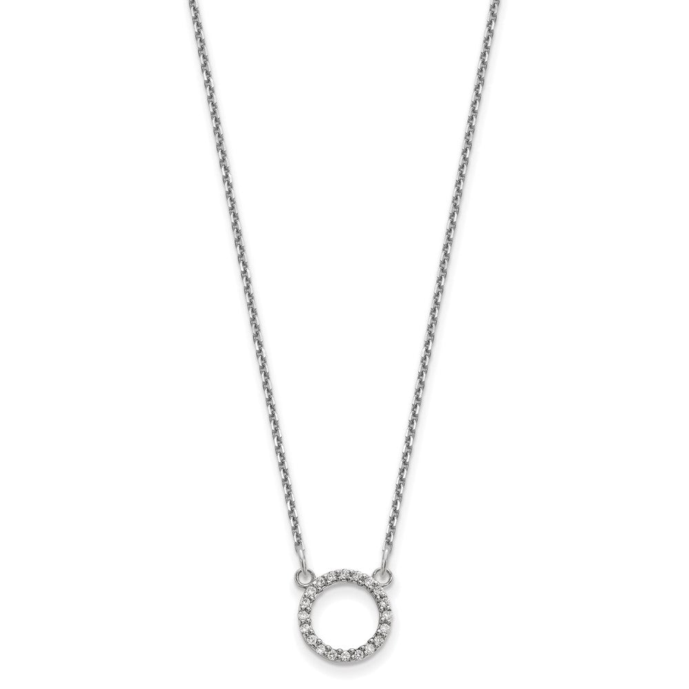 14k White Gold Polished 1/15 carat A Diamond Open Circle 18 inch Necklace