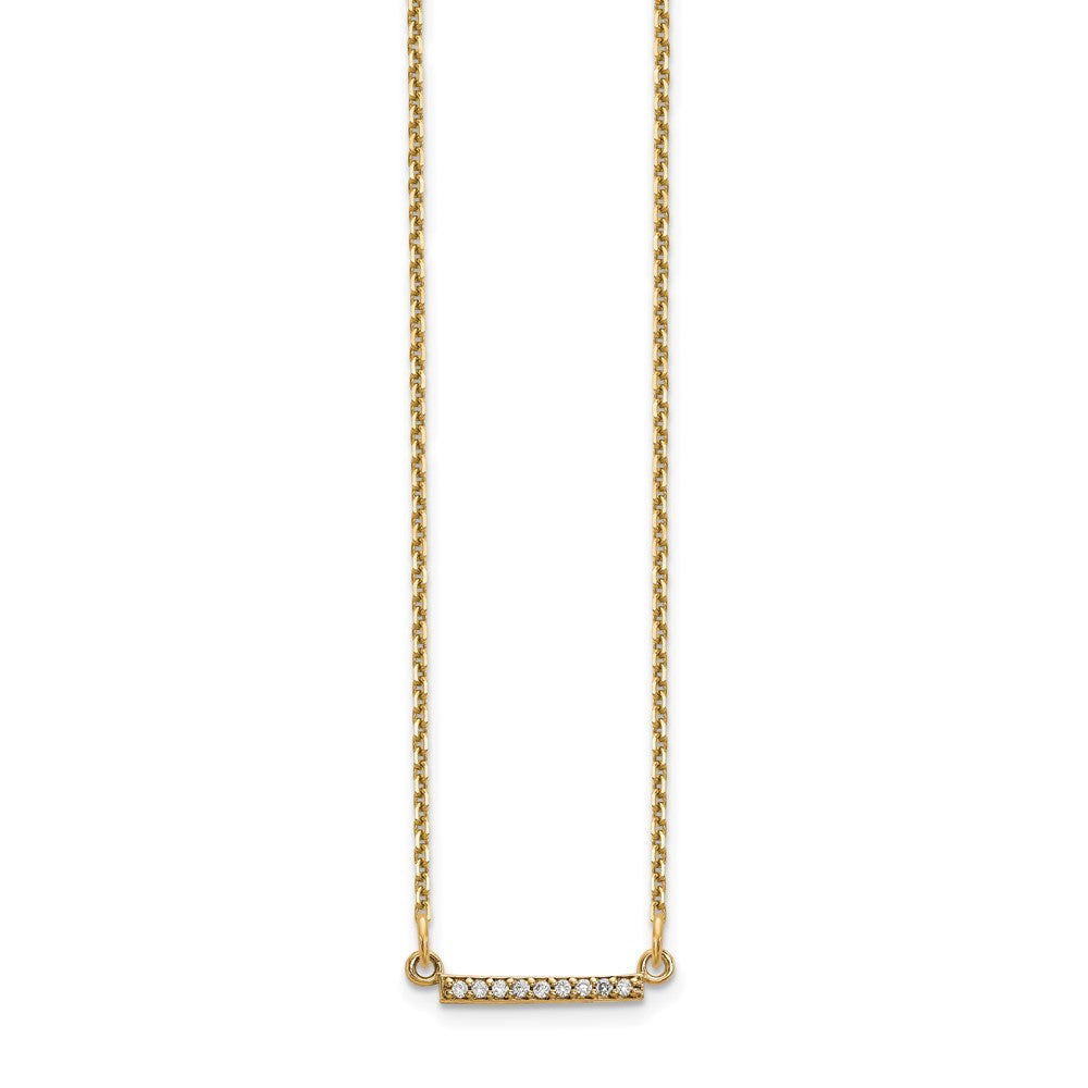 14k Polished 1/20 carat VS Diamond Tiny Bar 18 inch Necklace