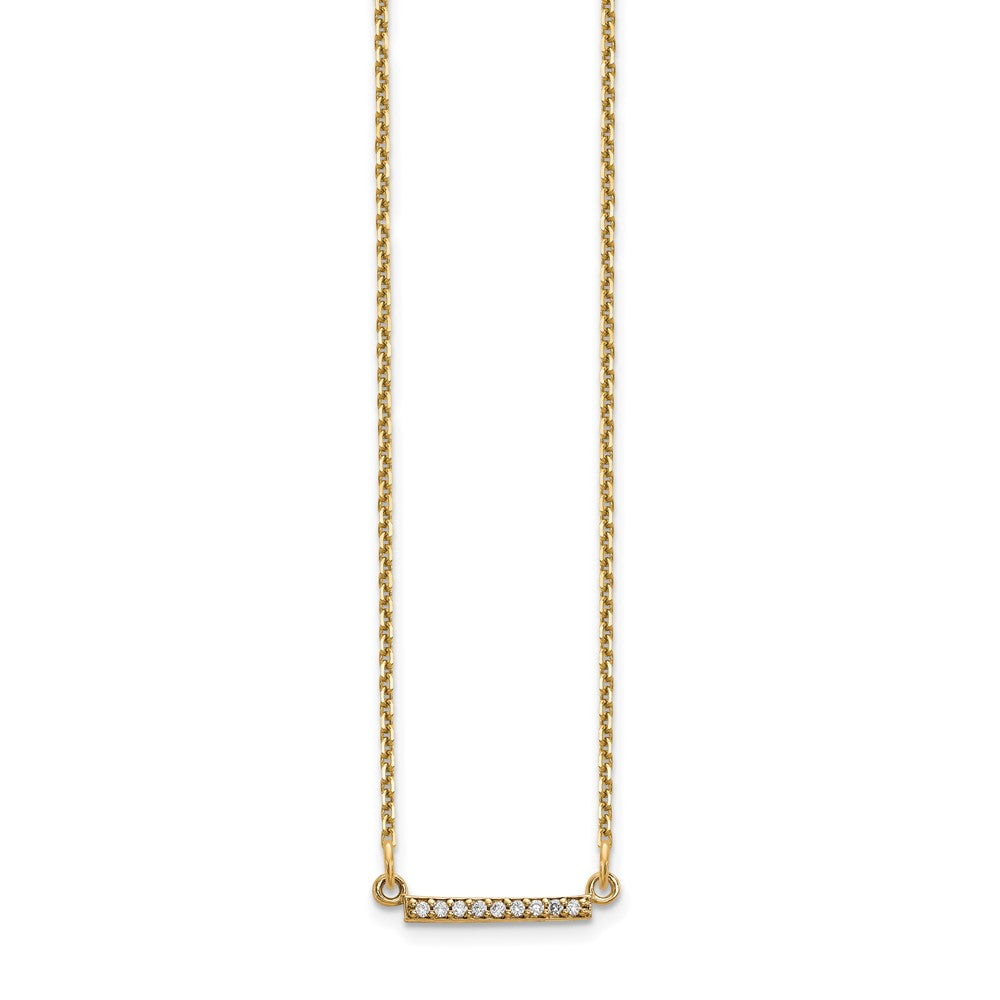 14k Polished 1/20 carat A Diamond Tiny Bar 18 inch Necklace