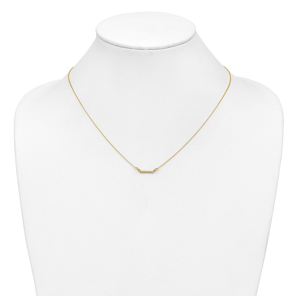 14k Polished 1/20 carat A Diamond Tiny Bar 18 inch Necklace