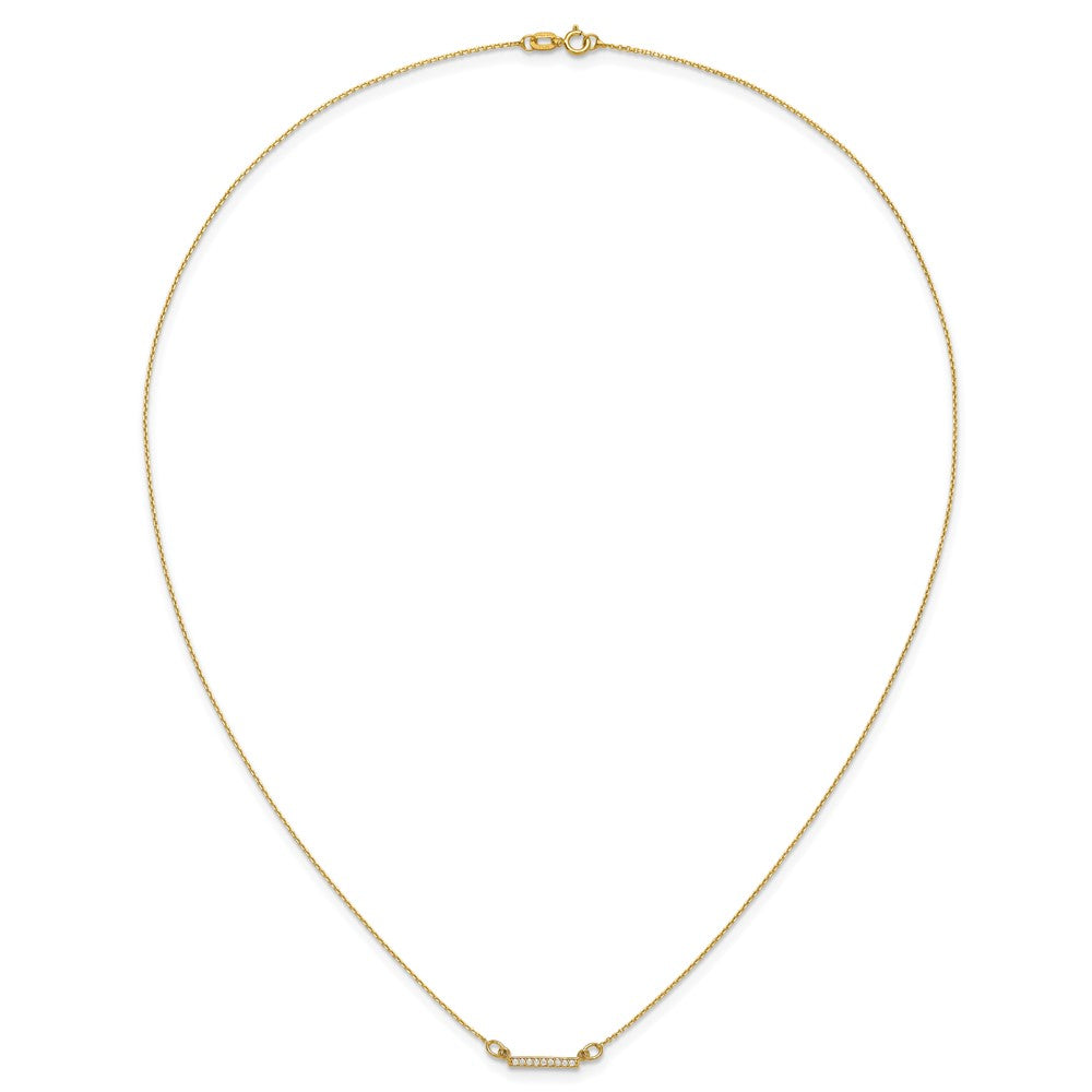 14k Polished 1/20 carat A Diamond Tiny Bar 18 inch Necklace