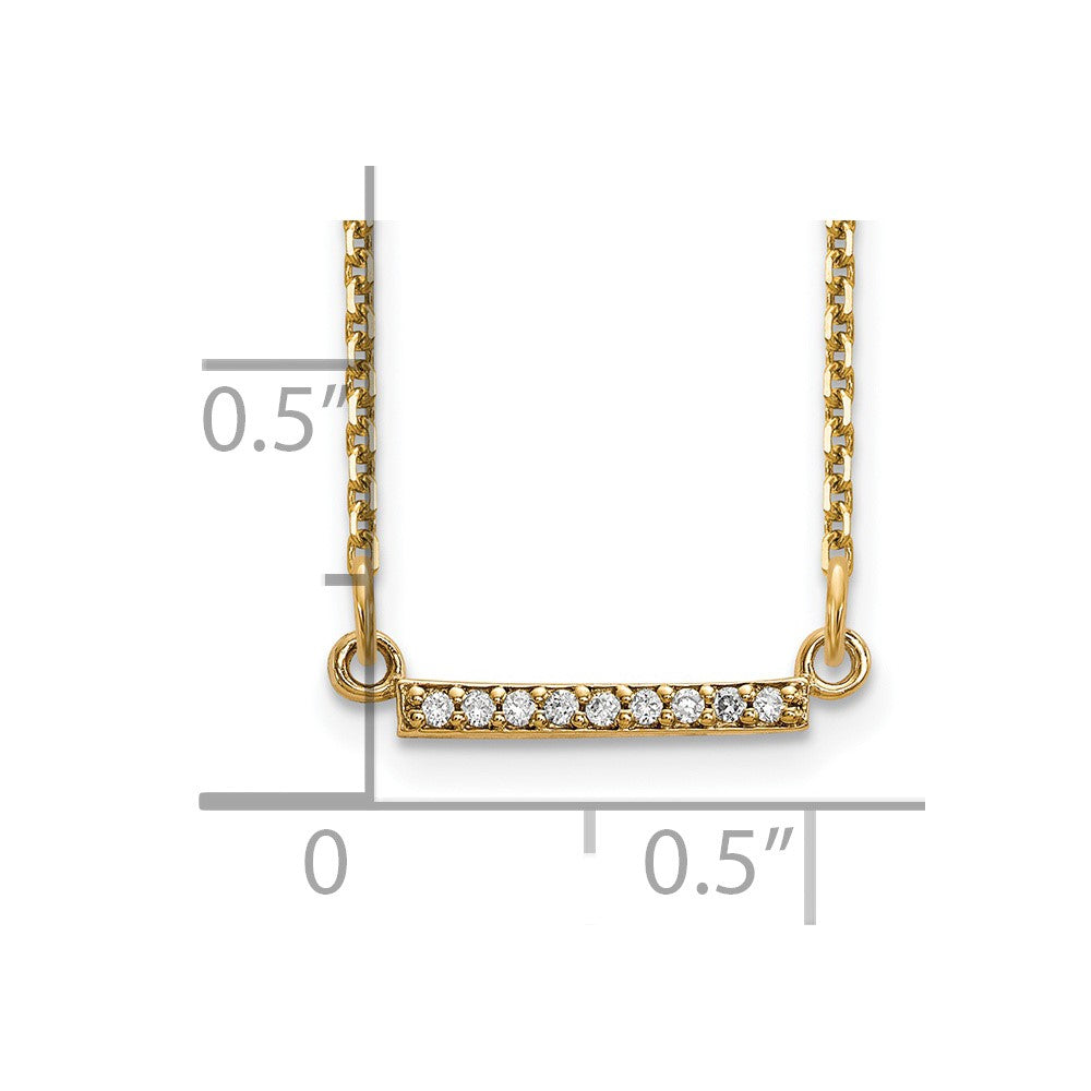 14k Polished 1/20 carat A Diamond Tiny Bar 18 inch Necklace