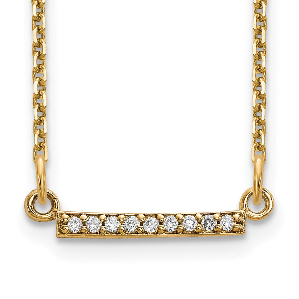 14k Polished 1/20 carat A Diamond Tiny Bar 18 inch Necklace