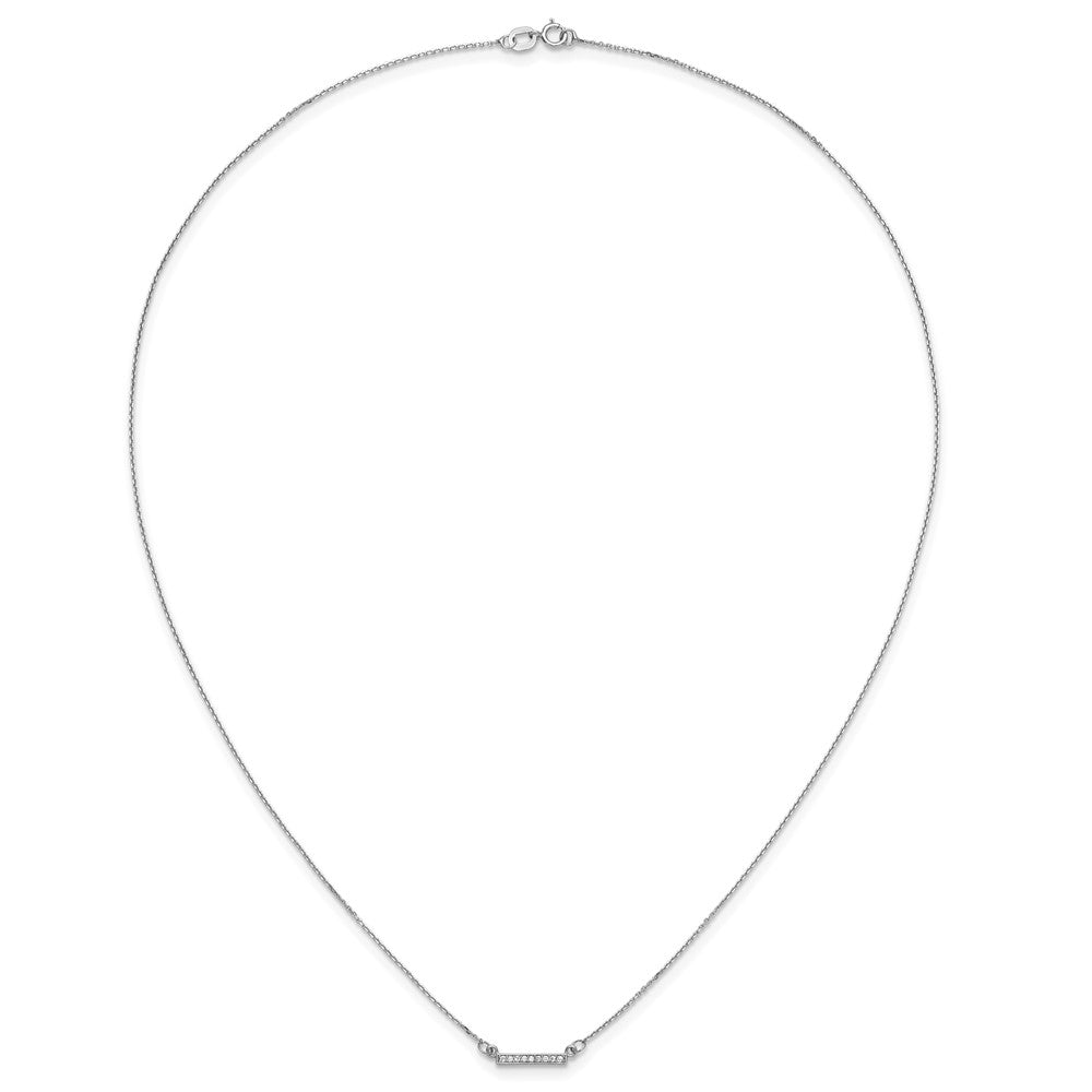 14k White Gold Polished 1/20 carat A Diamond Tiny Bar 18 inch Necklace