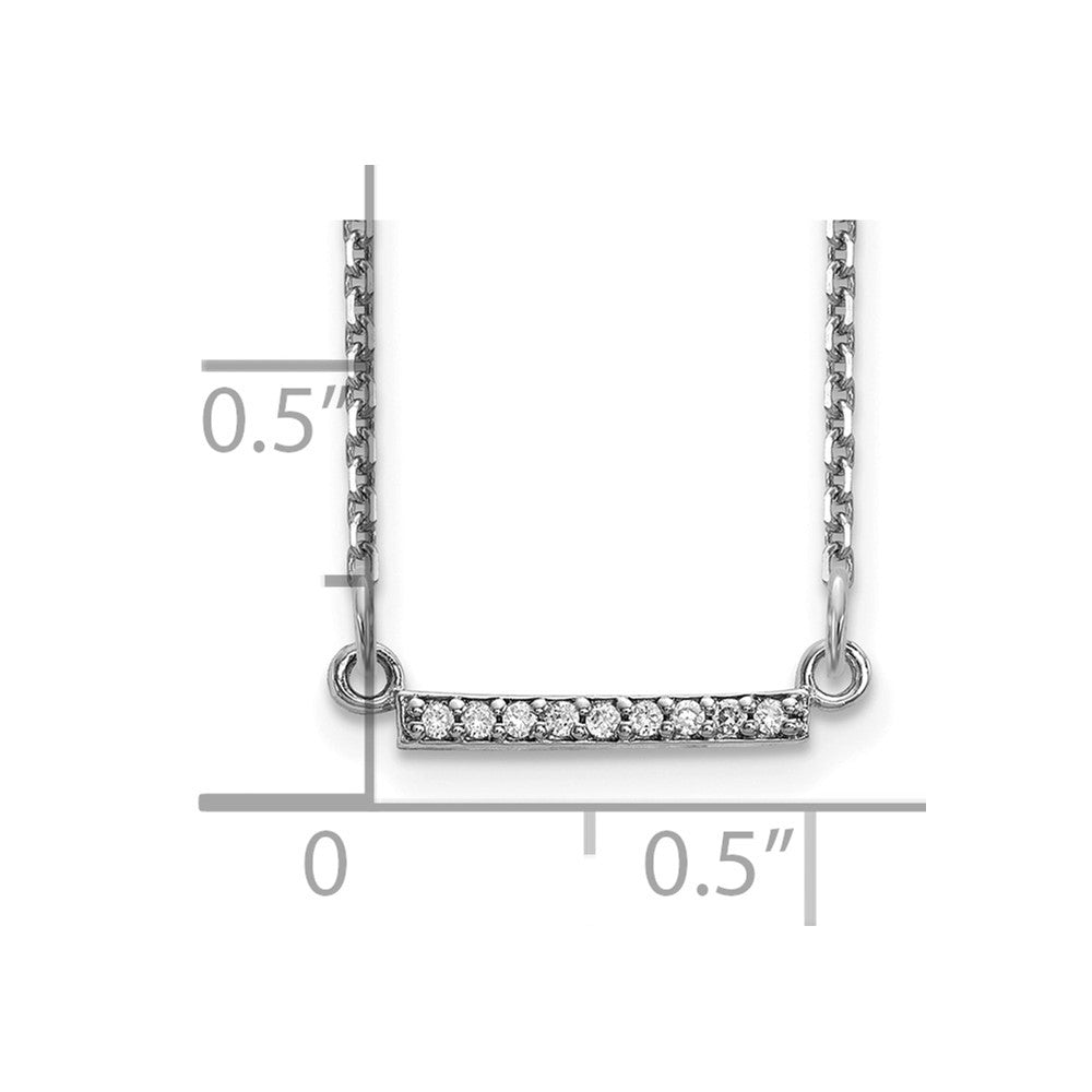 14k White Gold Polished 1/20 carat A Diamond Tiny Bar 18 inch Necklace