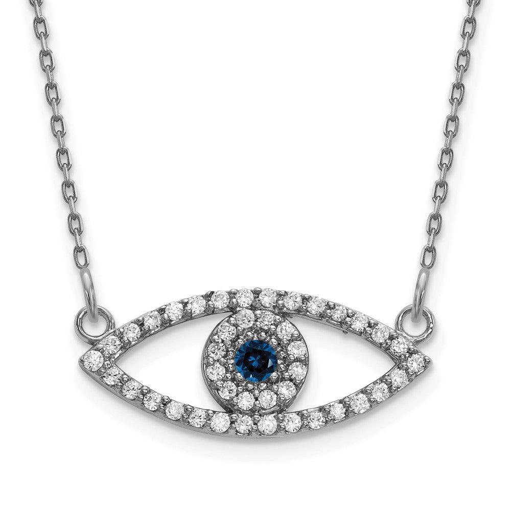 14K White gold;Lobster;Diamond;Sapphire;A quality;18in chain
