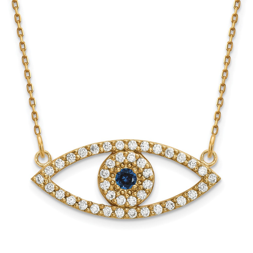 14k Yellow gold;Lobster;Diamond;Sapphire;A quality;18in chain