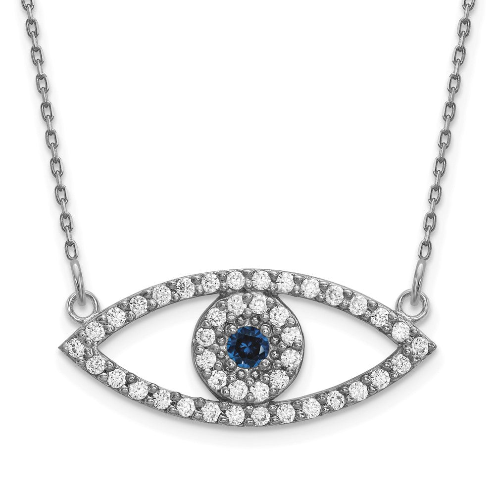 14K White gold;Lobster;Diamond;Sapphire;A quality;18in chain