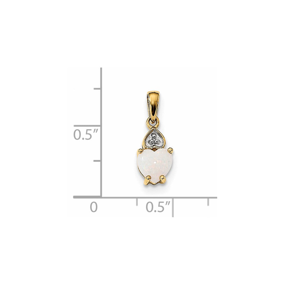 14k and Rhodium Genuine Opal Heart with Diamond Accent Pendant