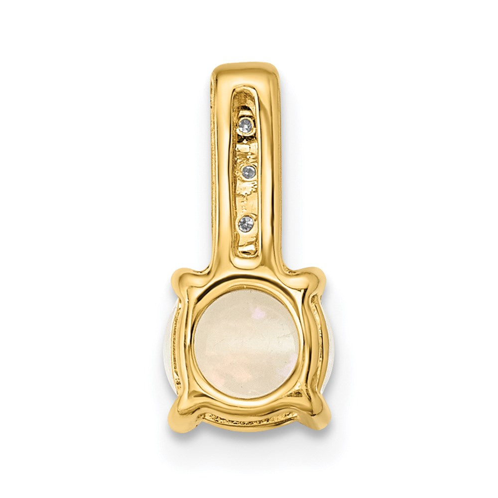 14k Round Opal and Diamond Slide Fits up to 4mm Fancy Omega Only