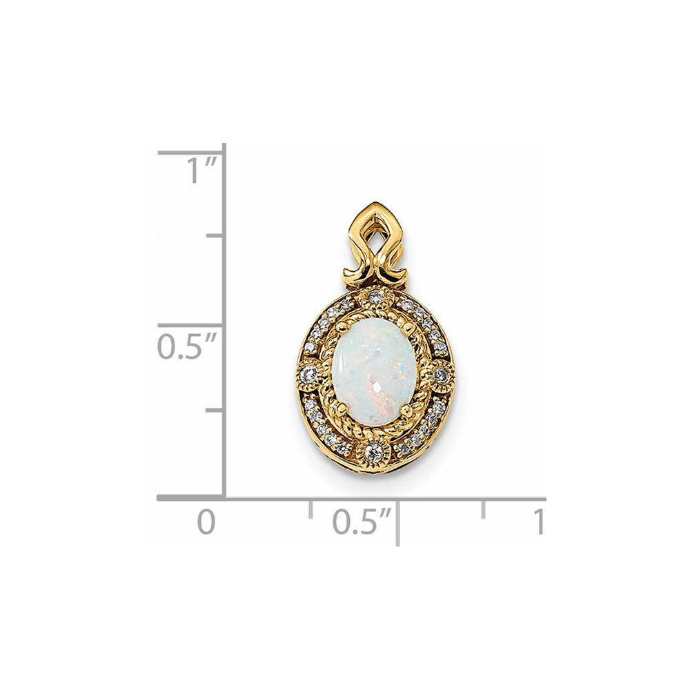 14k Austrian Opal and Diamond Halo Pendant Fits up to 2mm Regular/3mm Fancy or Reversible Omega