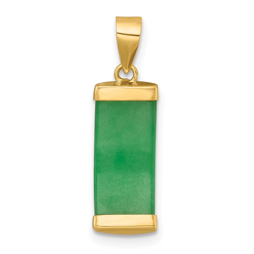 14K Polished Jade Domed Bar Pendant