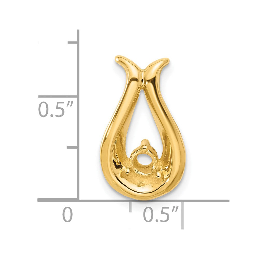 14k Holds 3.4mm Stone Teardrop-Shape Chain Slide Mounting