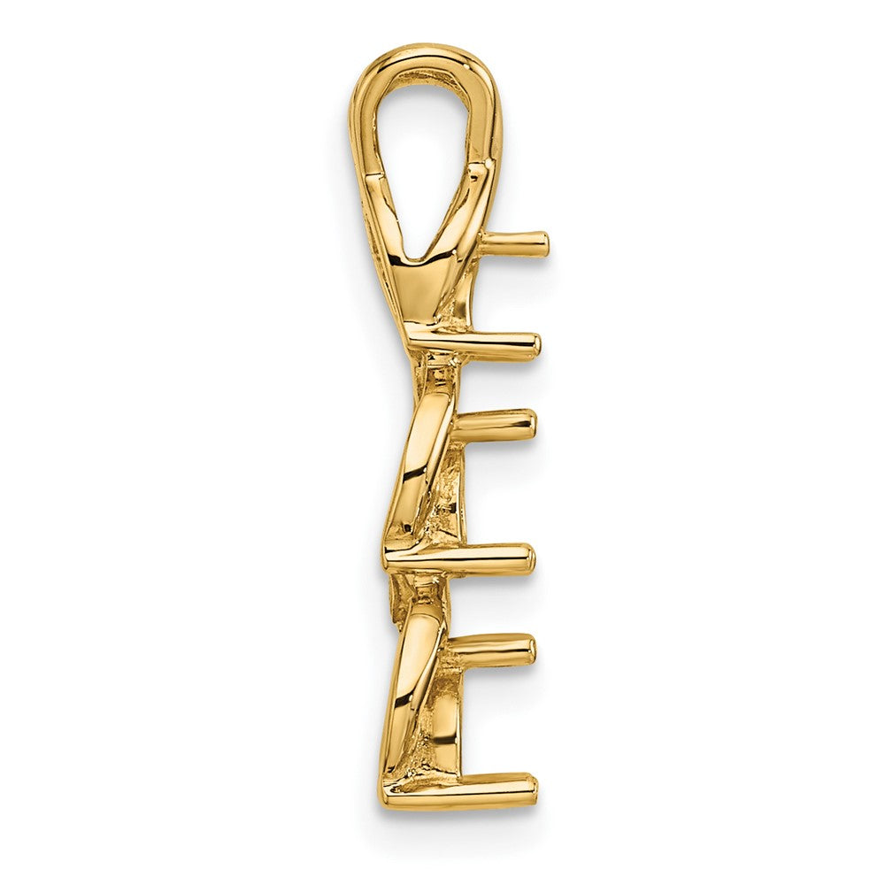14k Holds 4.0/3.5/3.1mm Three-stone Criss-Cross Chain Slide Mounting