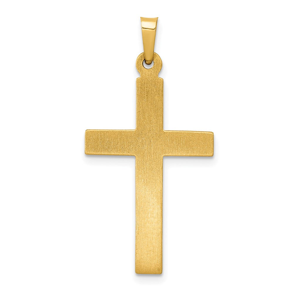 14k Textured and Polished Diamond Accent Cross Pendant