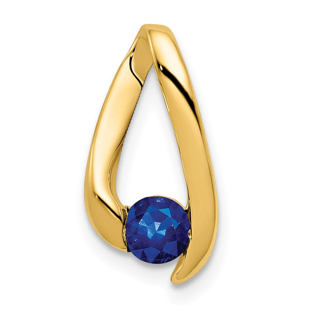 Polished;14k Yellow gold;Sapphire