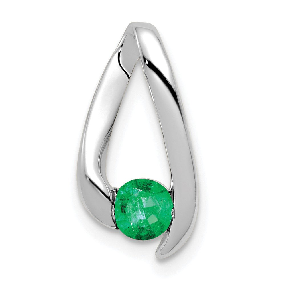 Polished;14K White gold;Emerald