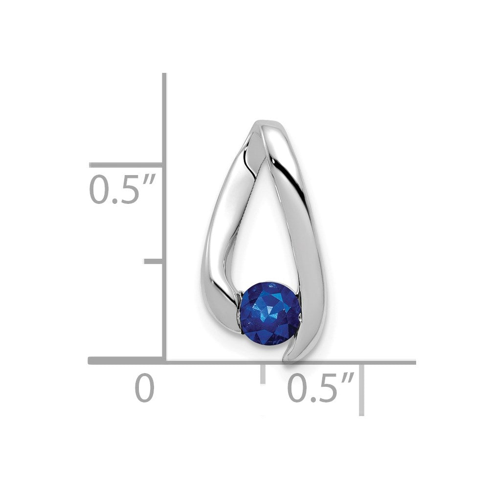 14k White Gold 4mm Round Sapphire Chain Slide