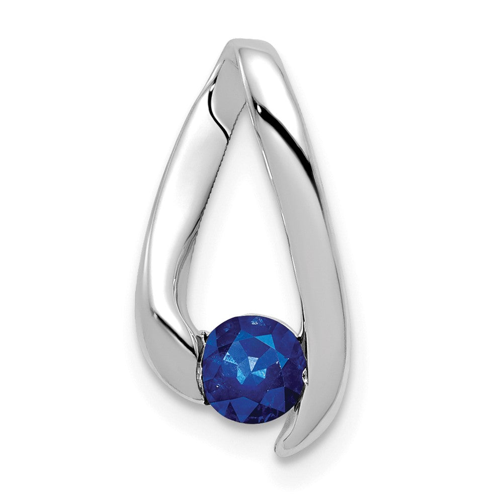 Polished;14K White gold;Sapphire
