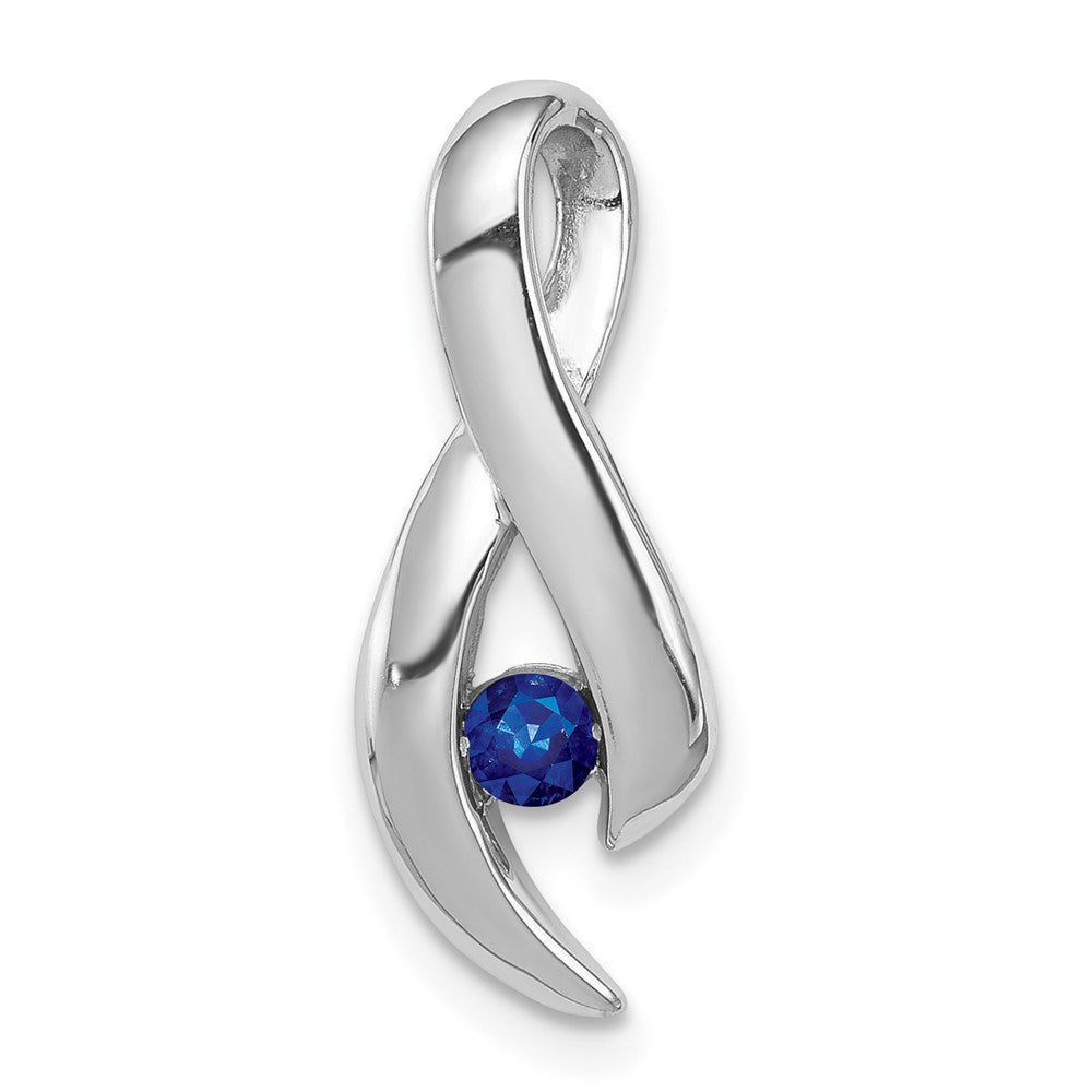 Polished;14K White gold;Sapphire
