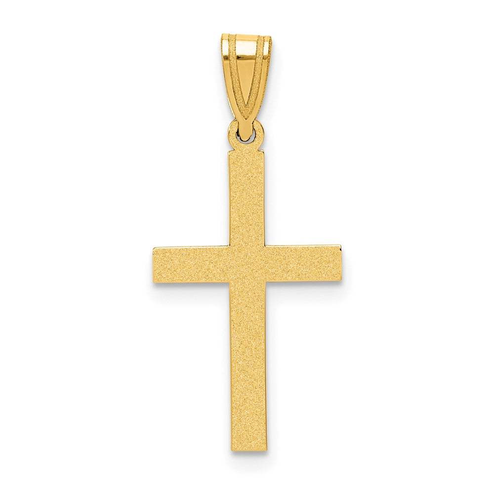 Solid;14k Yellow gold;Stamped;Engravable;Satin Back;Sandblast finish