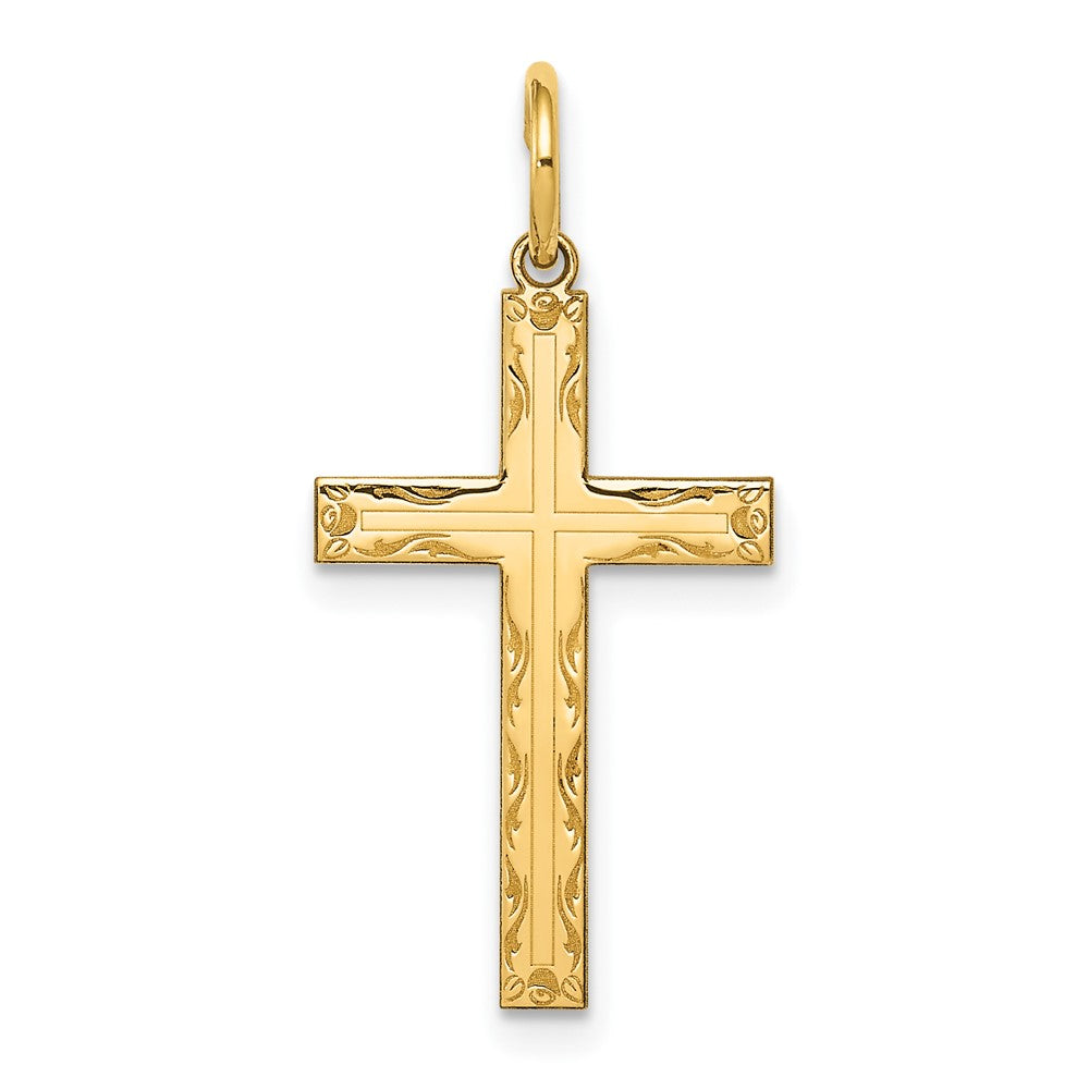 Solid;Polished;14k Yellow gold;Stamped;Polished back;Not engraveable by QG;Laser Etched