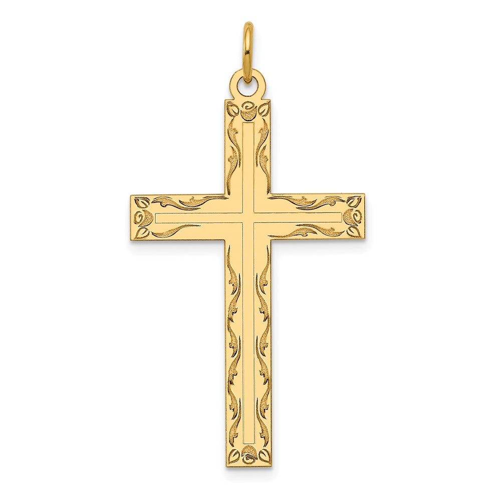 Solid;Polished;14k Yellow gold;Stamped;Engravable;Polished back;Laser Etched
