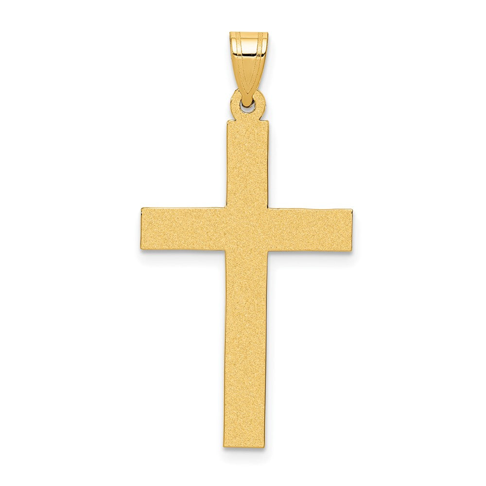 Solid;14k Yellow gold;Stamped;Engravable;Satin Back;Sandblast finish
