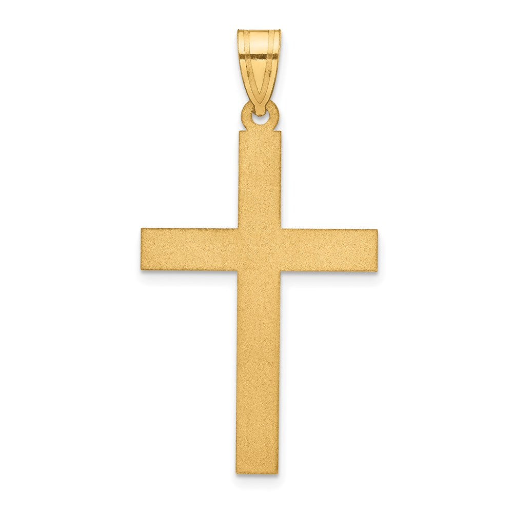Solid;14k Yellow gold;Stamped;Engravable;Satin Back;Sandblast finish
